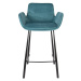 Zamatové barové stoličky v petrolejovej farbe v súprave 2 ks 91,5 cm Brit – Zuiver
