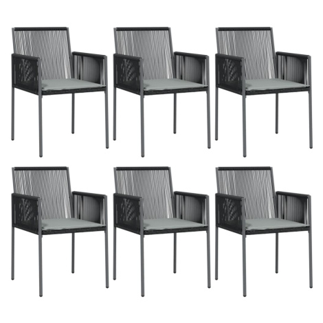 vidaXL Záhradné stoličky a vankúše 6ks čierne 54x60,5x83,5cm polyratan