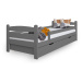 Wilsondo Detská drevená posteľ so zábranou 90x200 Maurícius - antracit