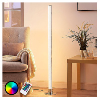 Lindby LED stojacia lampa Hadis, RGB, diaľkové ovládanie, biela, 120 cm