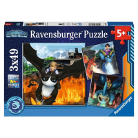 Ravensburger Puzzle Ako vycvičiť šarkana Deväť kráľovstiev 3 x 49 dielikov
