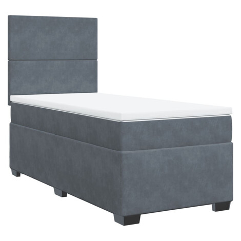 vidaXL PosteÄľnĂ˝ rĂˇm boxspring s matracom tmavosivĂ˝ 80x200 cm zamat