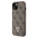 Guess PU 4G Strass Triangle Metal Logo Zadný Kryt pre iPhone 15 Brown