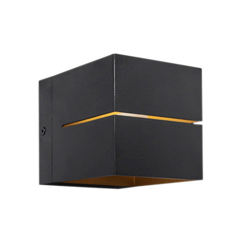 Moderná súprava 4 nástenných svietidiel čiernej farby so zlatými 2 svetlami - Transfer Groove QAZQA