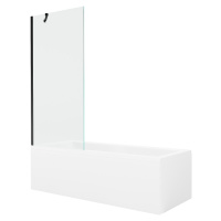 MEXEN/S - Cubik obdĺžniková vaňa 150 x 70 cm s panelom + vaňová zástena 80 cm, transparent, čier