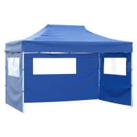 vidaXL Skladací stan s 3 stenami 3x4,5 m modrý