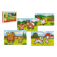 Puzzle drevené Moje prvé zvieratká 4x12 dielikov 20x14x3,5cm v drevenej krabicke 24m+ MPZ