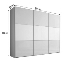 Skriňa INCLUDO GLAS sklo biele/sivé,š.cca 280cm