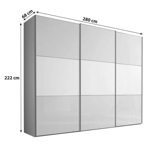 Skriňa INCLUDO GLAS sklo biele/sivé,š.cca 280cm Möbelix