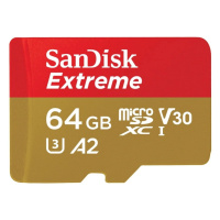 SANDISK 121585 EXTREME MICROSDXC 64GB + SD ADAPTER 170MB/S, 80MB/S A2 C10 V30 UHS-I U3