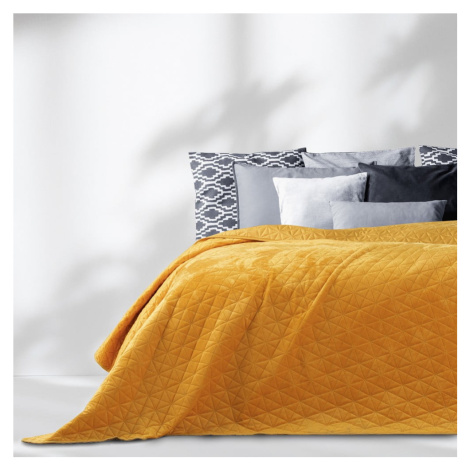 Žltý pléd cez posteľ AmeliaHome Laila Honey, 260 x 240 cm