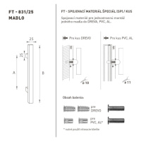 FT - MADLO kód 831 25x25 mm SP ks BIM - biela matná (FBO) 25x25 mm 1000 mm