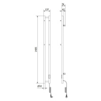 MEXEN - Pino elektrický vešiak na uteráky 1405 x 137 mm, 150 W, čierny W301-1405-137-00-70