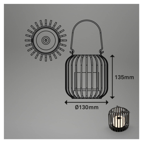 LED lampa na batérie 7279 IP44 Kovový kôš čierna Briloner