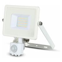 Reflektor LED so senzorom PRO 20W, 6400K, 1600lm, biely, VT-20-S (V-TAC)