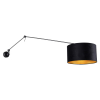 Nástenná lampa čierna s velúrovým tienidlom čierna 35 cm nastaviteľná - Blitz