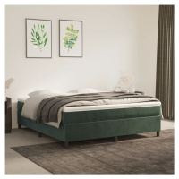 vidaXL Posteľný rám na boxspring tmavozelený 160x200 cm zamat