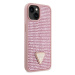 Plastové puzdro Guess na Apple iPhone 14 GUHCP14SHDGTPP Rhinestones Triangle Metal Logo ružové