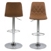 Dkton Dizajnová barová stolička Nashota, svetlo hnedá-chrómová