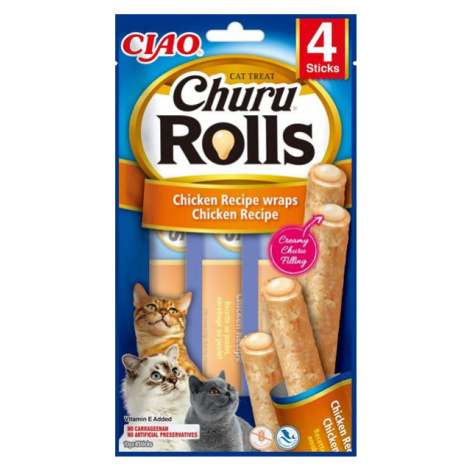 Maškrta pre mačky Inaba Churu Rolls cat Kura 4tuby 40g