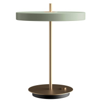 Stolná LED lampa UMAGE Asteria Table, USB, svetlozelená/mosadz