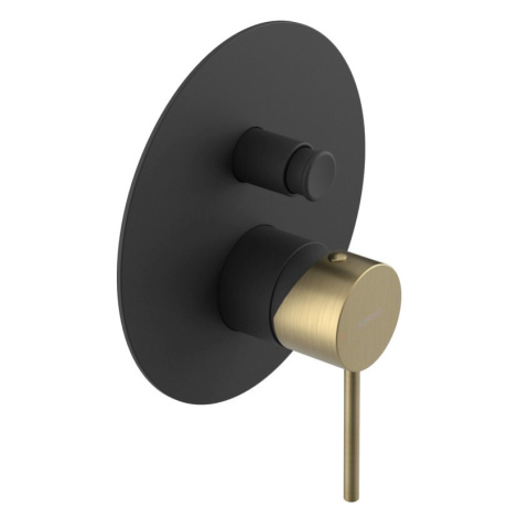 Podomietková sprchová batéria ULTRAMIX, 2 výstupy, čierna matná/zlatá matná UT042BG Sapho