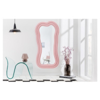 Estila Asymetrické art deco dizajnové zrkadlo Swan s polyuretánovým rámom v pastelovej ružovej f