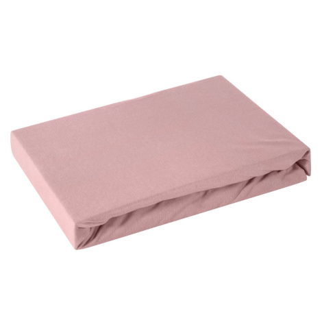 Ružová bavlnená jersey posteľná plachta 140x200+30 cm Eurofirany