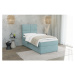 Svetlomodrá čalúnená jednolôžková posteľ s úložným priestorom s roštom 90x200 cm Lena – Ropez