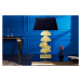Estila Glamour dizajnová stolná lampa Ginko so zlatou kovovou ozdobnou podstavou a čiernym tieni