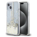 Guess PC/TPU Liquid Glitter Gold Stripe Zadný Kryt pre iPhone 15 Transparent