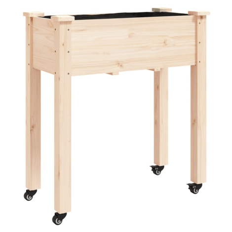 vidaXL KvetinĂˇÄŤ s kolieskami a vloĹľkou 71x37x80 cm, jedÄľovĂ˝ masĂ­v