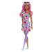 Mattel Barbie modelka kvetinové šaty na jedno rameno