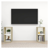 vidaXL TV skrinky 2 ks biele a dub sonoma 72x35x36,5 cm drevotrieska