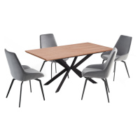 Expedo Rozkladací jedálenský stôl GARDA, 160-200x76x90, dub prírodný/čierna
