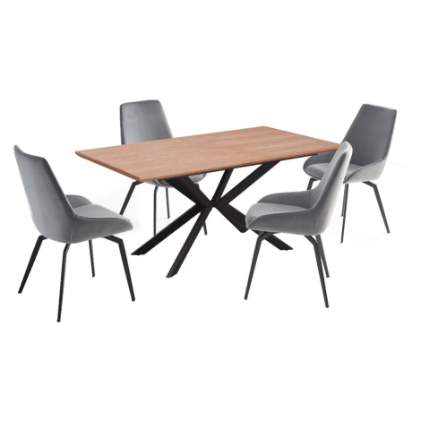 Expedo Rozkladací jedálenský stôl GARDA, 160-200x76x90, dub prírodný/čierna