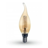 Žiarovka sviečková LED Filament E14 4W, 2200K, 350lm,  VT-1949 (V-TAC)