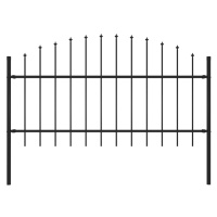 vidaXL Záhradný plot s hrotmi, oceľ (1-1,25)x1,7 m, čierny