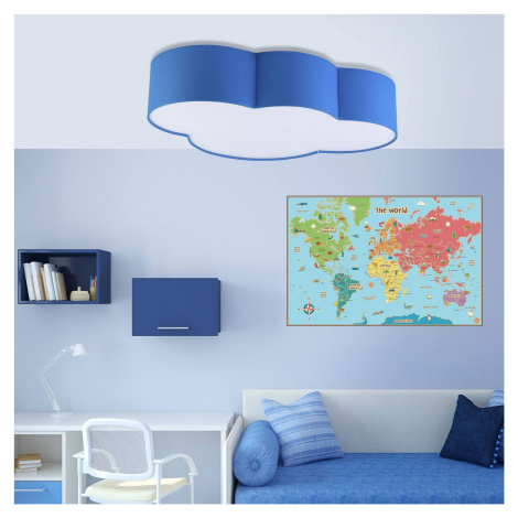 Stropné svietidlo Cloud, textil, 62 x 45 cm, modrá