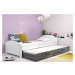 Expedo Detská posteľ DOUGY P2 + matrac + rošt ZADARMO, 90x200, biela+grafitová