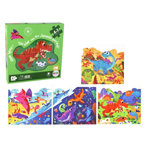 mamido Puzzle Svet dinosaurov 4 v 1 Dinosaury 4 Obrázky 73 Dielov