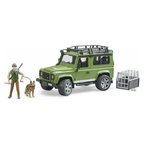 Bruder 02587 Land Rover Defender, figúrka poľovníkov a psa Brüder Mannesmann