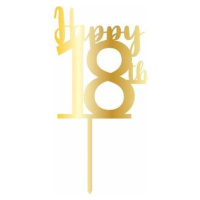 Cesil Zapichovací plastová dekorace zlatá Happy 18th - dortis