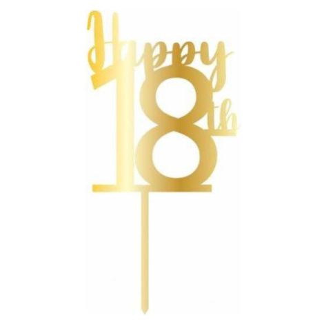 Cesil Pinning plastová dekorácia zlatá Happy 18th - dortis - dortis