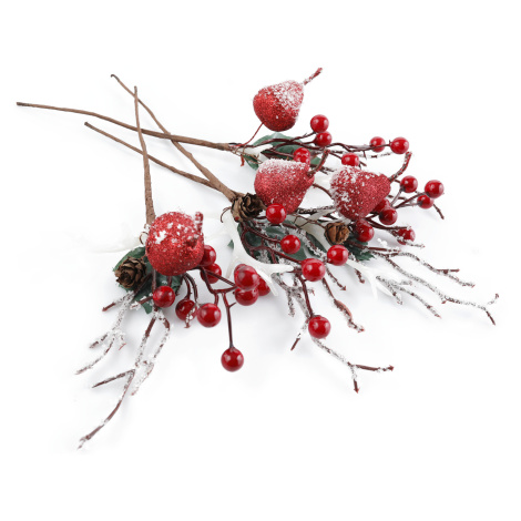 Vianočné vetvičky, set 4 ks, 30 cm, biela/červená, GREN SET TYP 1 Tempo Kondela