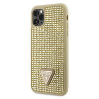 Plastové puzdro Guess na Apple iPhone 11 Pro Max GUHCN65HDGTPD Rhinestones Triangle Metal Logo z