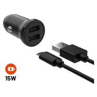 Set autonabíjačky FIXED s 2xUSB výstupom a USB/micro USB kábla, 1 meter, 15W Smart Rapid Charge,