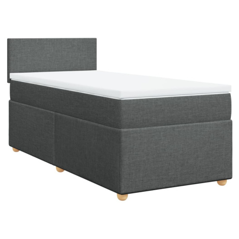 vidaXL PosteÄľnĂ˝ rĂˇm boxsping s matracom tmavosivĂ˝ 80x200 cm lĂˇtka