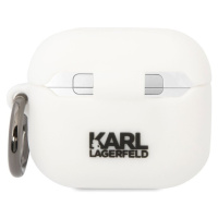 Karl Lagerfeld 3D Logo NFT Karl Head Silikónové Puzdro pre Airpods 3 White