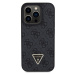 Guess PU 4G Strass Triangle Metal Logo Zadný Kryt pre iPhone 15 Pro Black